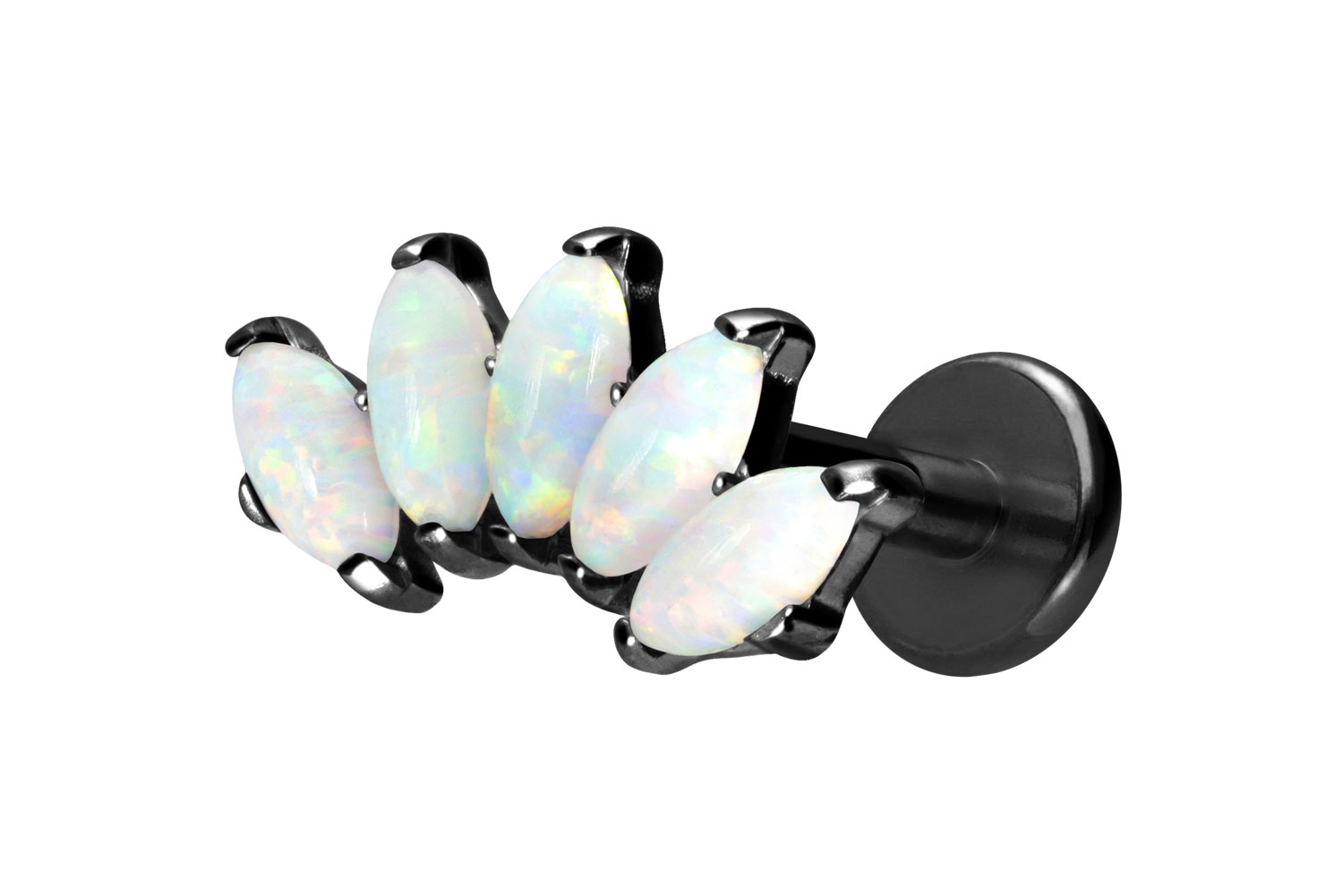 Titan Labret Piercing mit Innengewinde BOGEN + SYNTHETISCHE OPALE